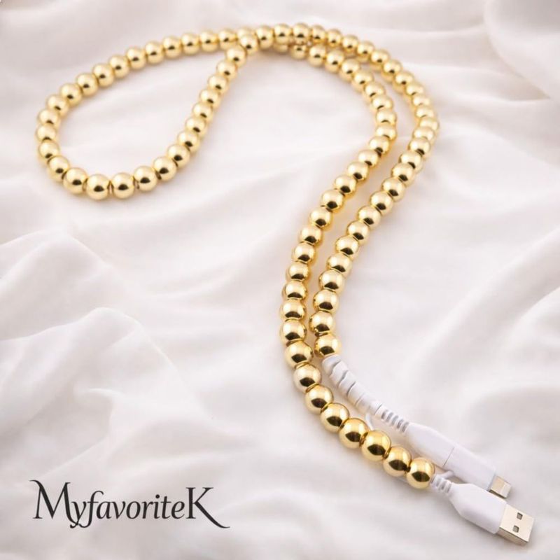 Cable cargador para celular MyfavoriteK 2 en 1 USB-C de 1 m dorado