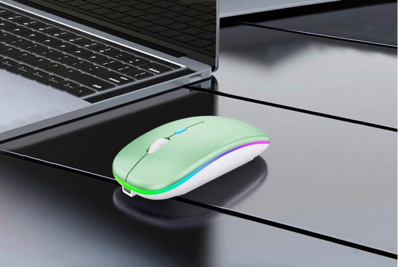 Mouse inalámbrico WREANU de doble modo recargable LED verde