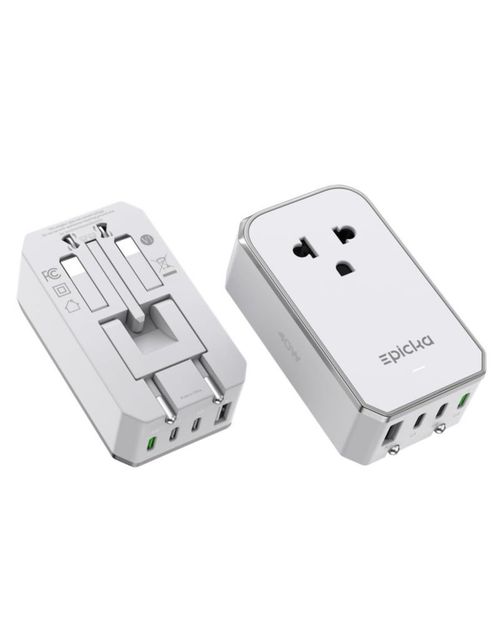 Adaptador de viaje EPICKA Air 40W con carga rápida PD 1 toma AC y 4 puertos USB