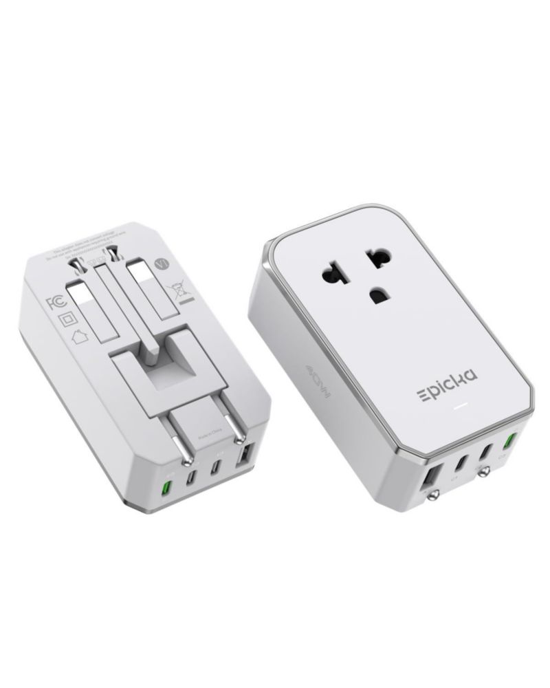 Adaptador de viaje EPICKA Air 40W con carga rápida PD 1 toma AC y 4 puertos USB