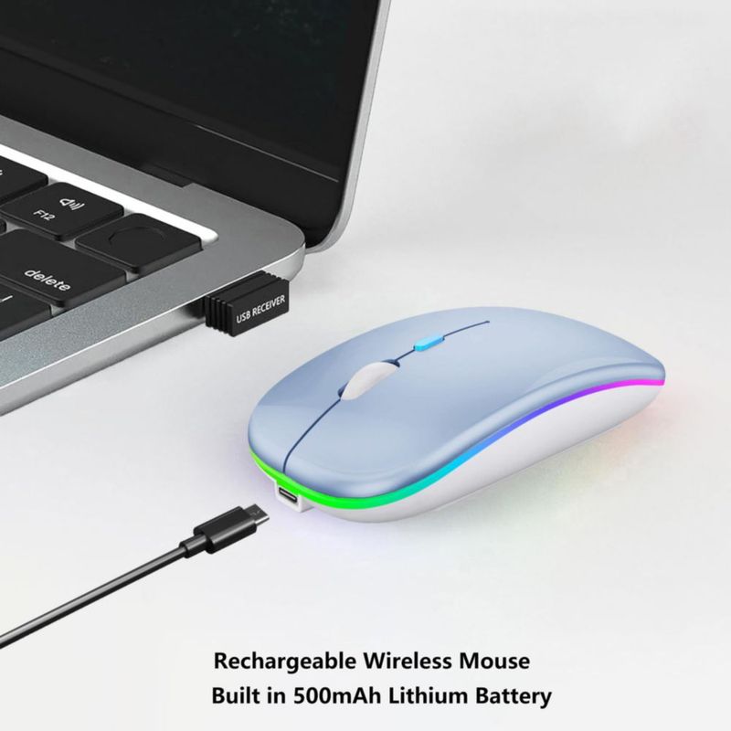 Mouse inalámbrico WREANU BT5.2 2.4G recargable con LED