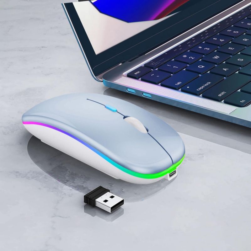 Mouse inalámbrico WREANU BT5.2 2.4G recargable con LED