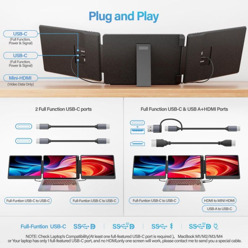 Extensor de pantalla para laptop ZokoTop de 14" FHD 1200P IPS