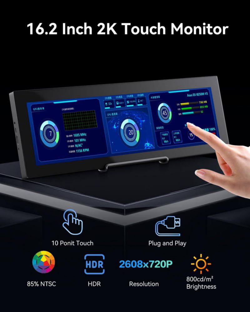 Monitor Prechen 162" 2K QHD IPS táctil HDMI USB-C