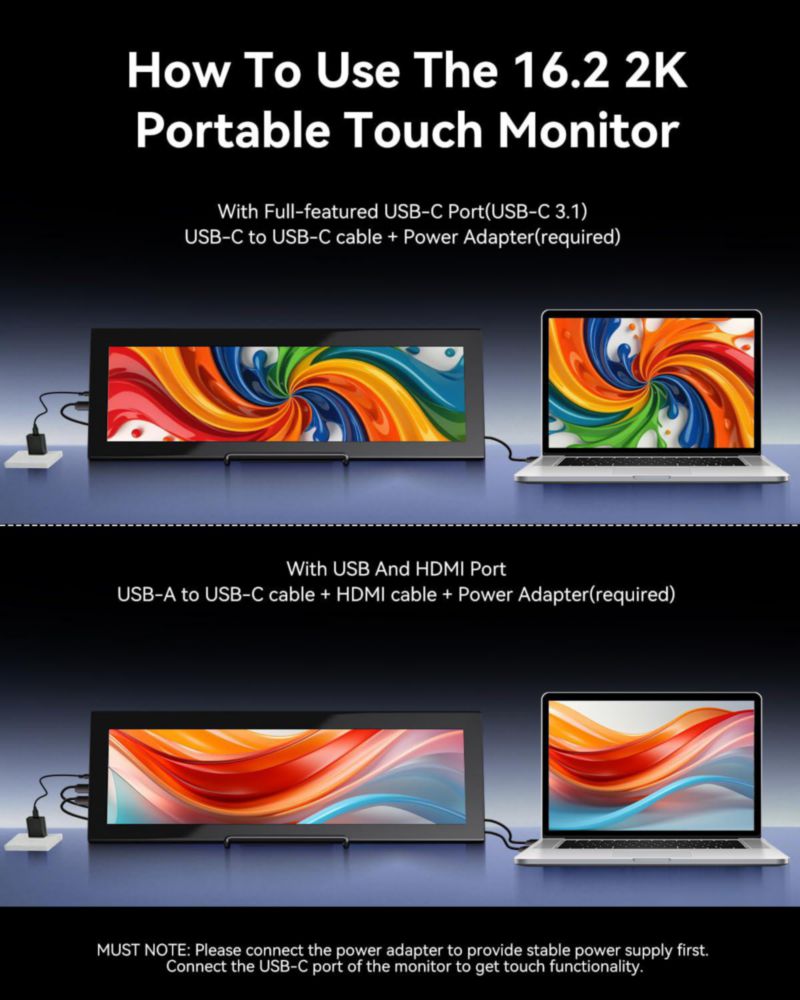 Monitor Prechen 162" 2K QHD IPS táctil HDMI USB-C