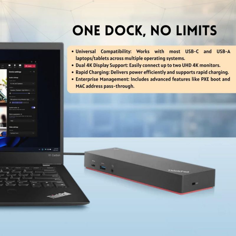 Estación de acoplamiento Luserna 40AF0135US para dos monitores USB-C y USB-A