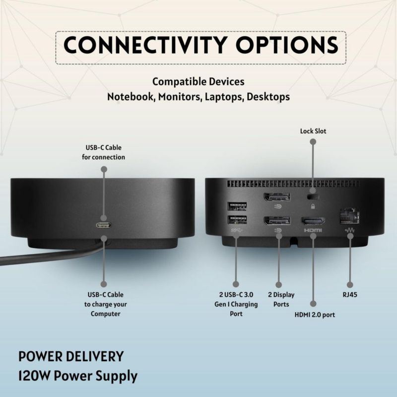 Docking Station Luserna 5TW10AA USB-C para dos monitores 120W