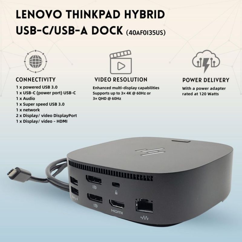 Docking Station Luserna 5TW10AA USB-C para dos monitores 120W