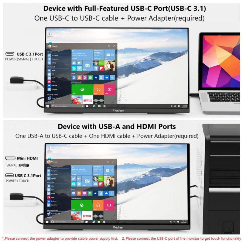 Monitor táctil Prechen de 238" 2K QHD 100 Hz IPS sRGB