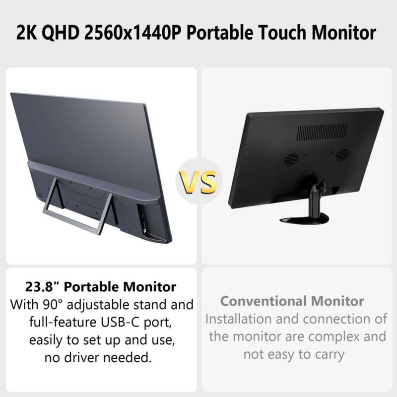 Monitor táctil Prechen de 238" 2K QHD 100 Hz IPS sRGB