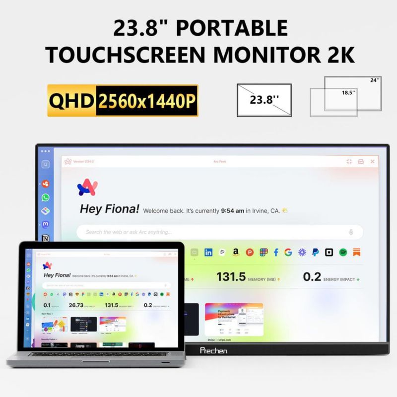 Monitor táctil Prechen de 238" 2K QHD 100 Hz IPS sRGB