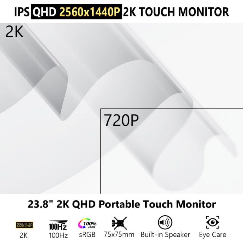 Monitor táctil Prechen de 238" 2K QHD 100 Hz IPS sRGB