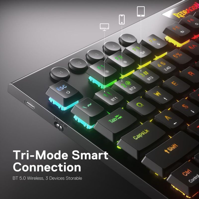 Teclado Redragon K618 PRO inalámbrico RGB mecánico