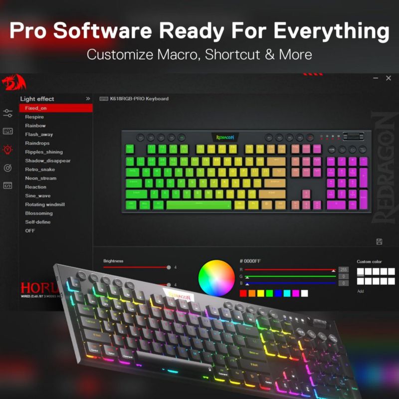Teclado Redragon K618 PRO inalámbrico RGB mecánico