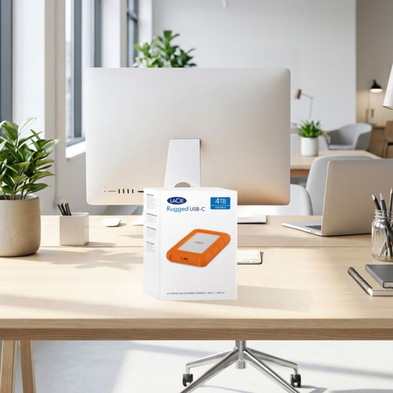 LaCie Rugged USB-C 4000GB Naranja, Plata - Disco duro externo (4000 GB