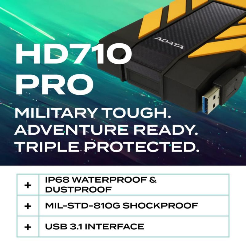 ADATA AHD710P Disco Duro Externo, 1TB, Micro-USB 3.0, 2.5", Color Amar