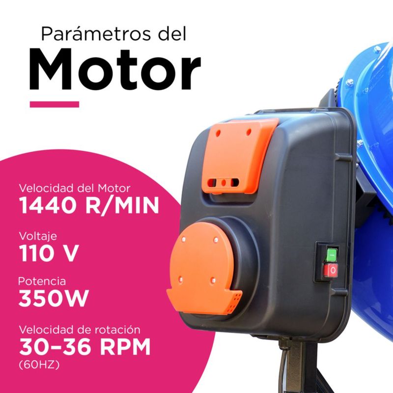 Revolvedora de Cemento Trompo Eléctrico 100L 1440 Rpm 350w TROMPOM100 Vanlig color Azul