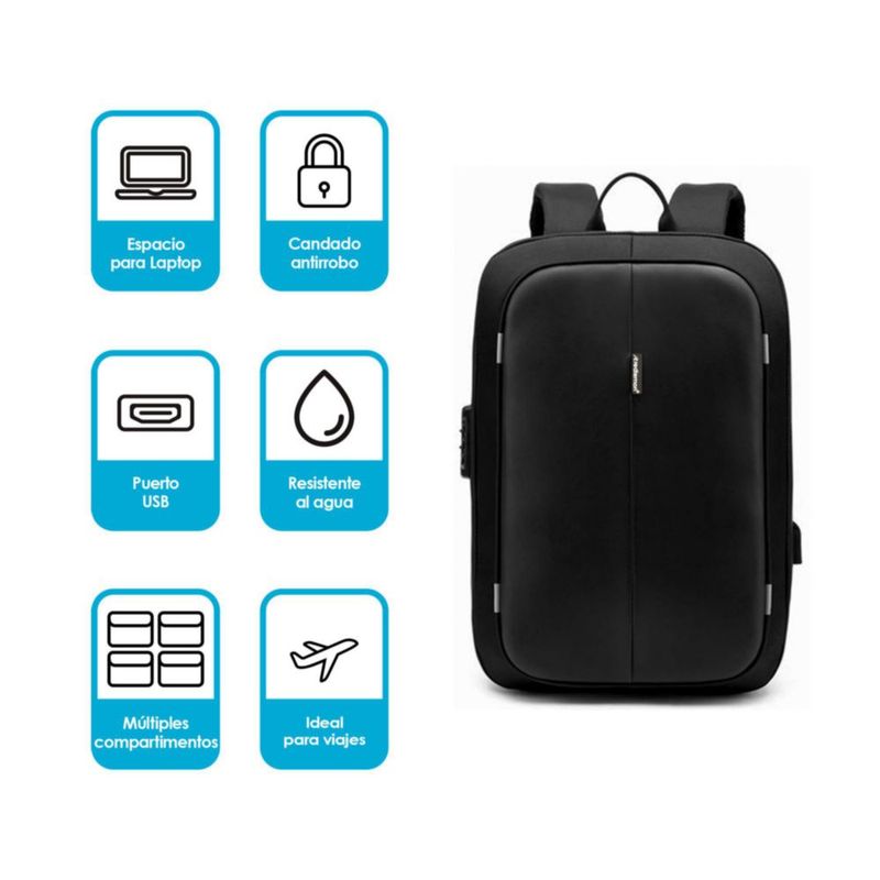 Redlemon Mochila para Laptop Antirrobo Ejecutiva, con Candado y Puerto