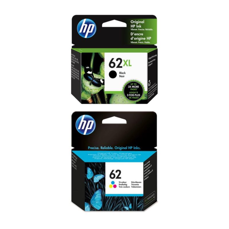 Paquete de cartuchos de tinta HP 62XL negro + 62 tricolor