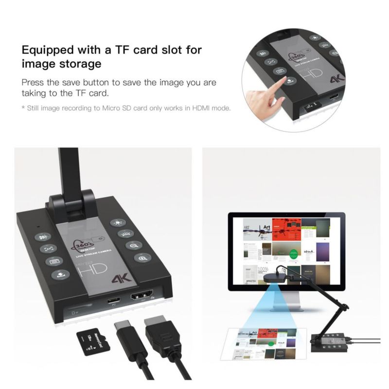 Cámara de documentos ActionRing HSV229 15 MP 4K plegable USB