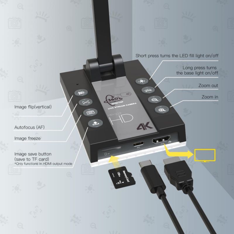 Cámara de documentos ActionRing HSV229 15 MP 4K plegable USB