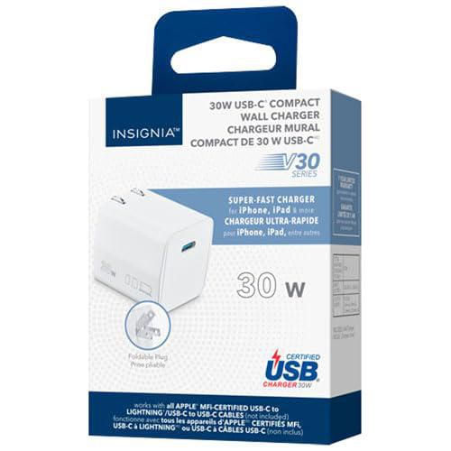 Cargador de pared USB-C Insignia de 30 W de alta velocidad y diseño compacto