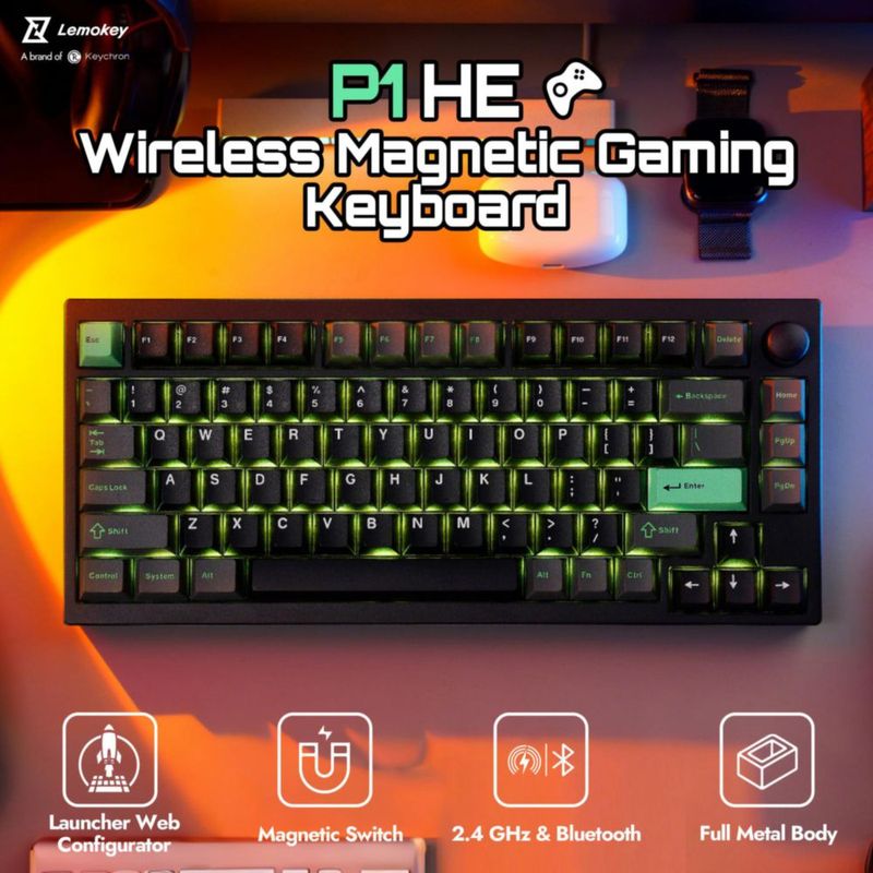 Teclado LEMOKEY P1 HE 75% inalámbrico mecánico RGB