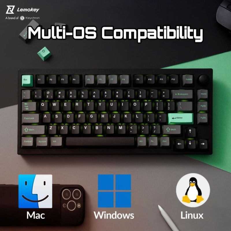 Teclado LEMOKEY P1 HE 75% inalámbrico mecánico RGB