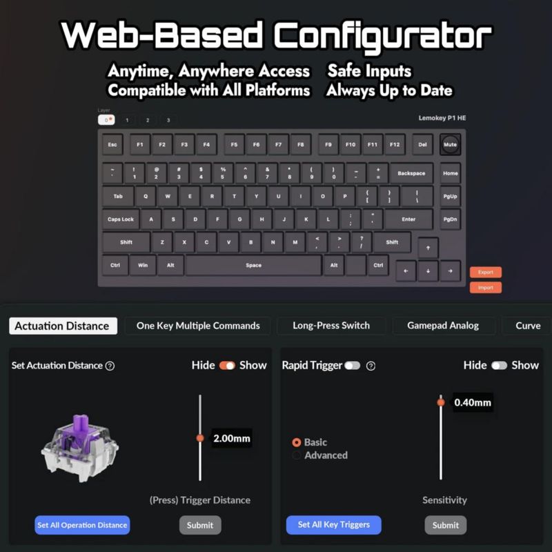 Teclado LEMOKEY P1 HE 75% inalámbrico mecánico RGB