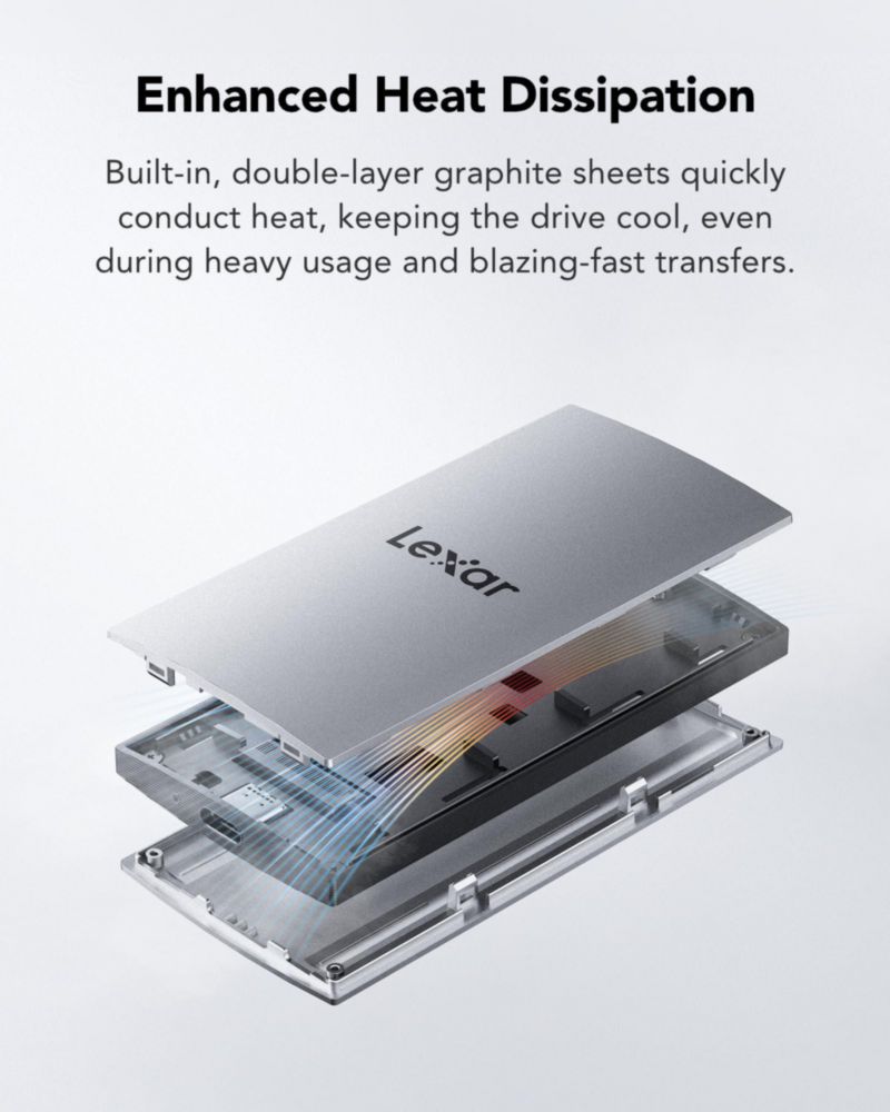 SSD externo Lexar ES3 de 1 TB USB 3.2 Gen 2 portátil color plata