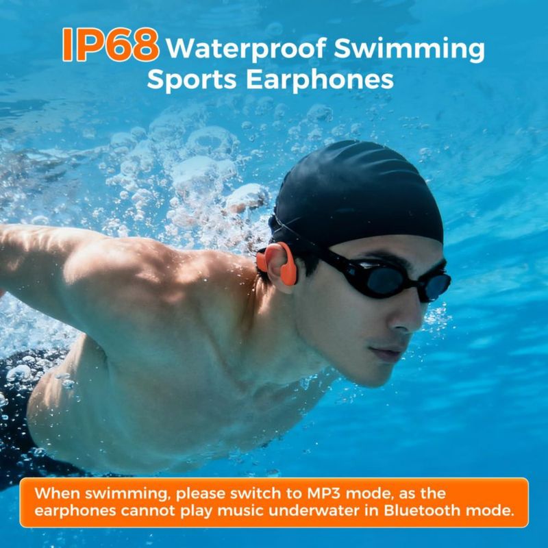 Auriculares para natación Hostena IP68 resistentes al agua con Bluetooth 6.0