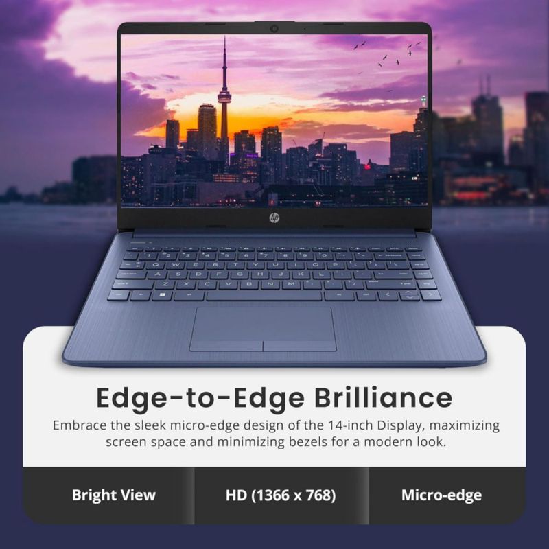 Laptop HP Stream 14" HD Intel Celeron 16GB 564GB Azul Real
