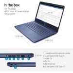 Laptop HP Stream 14" HD Intel Celeron 16GB 564GB Azul Real