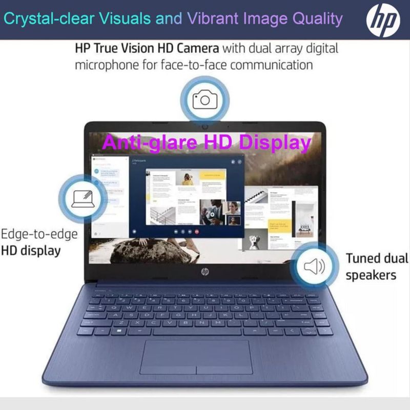Laptop HP Stream 14" HD Intel Celeron 16GB 564GB Azul Real