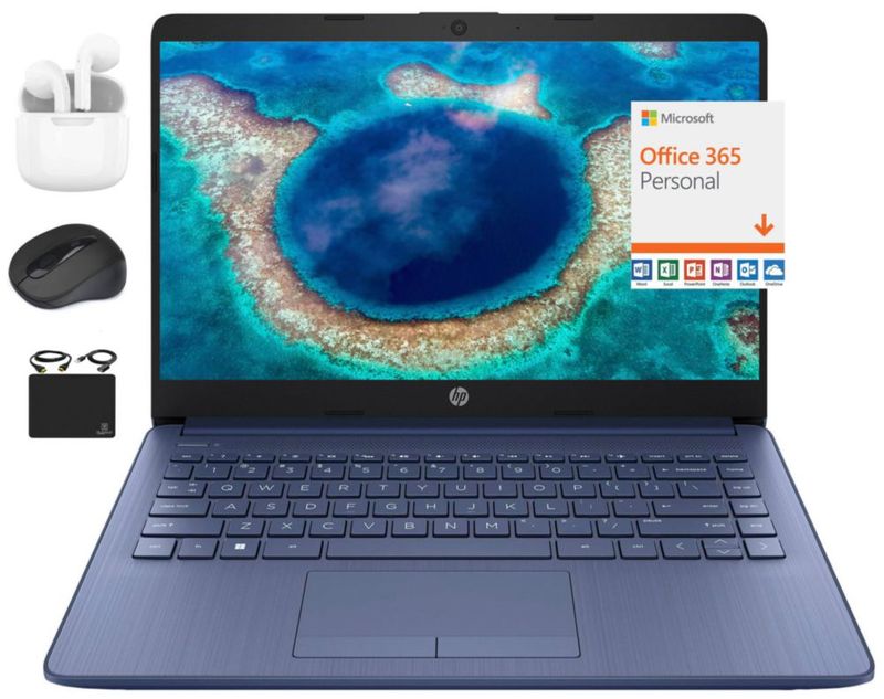 Laptop HP Stream 14" HD Intel Celeron 16GB 564GB Azul Real