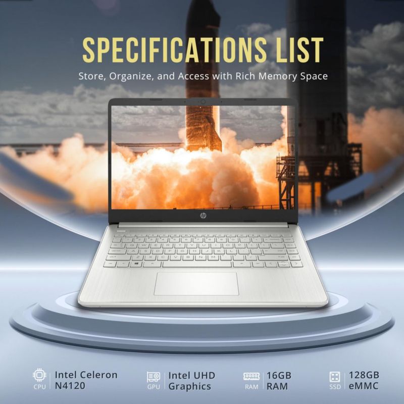 Ordenador portátil HP Stream 14 HD BrightView Intel Celeron N4120 de 16 GB
