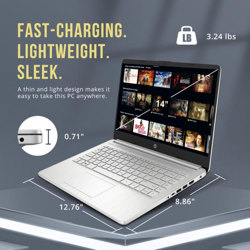 Ordenador portátil HP Stream 14 HD BrightView Intel Celeron N4120 de 16 GB