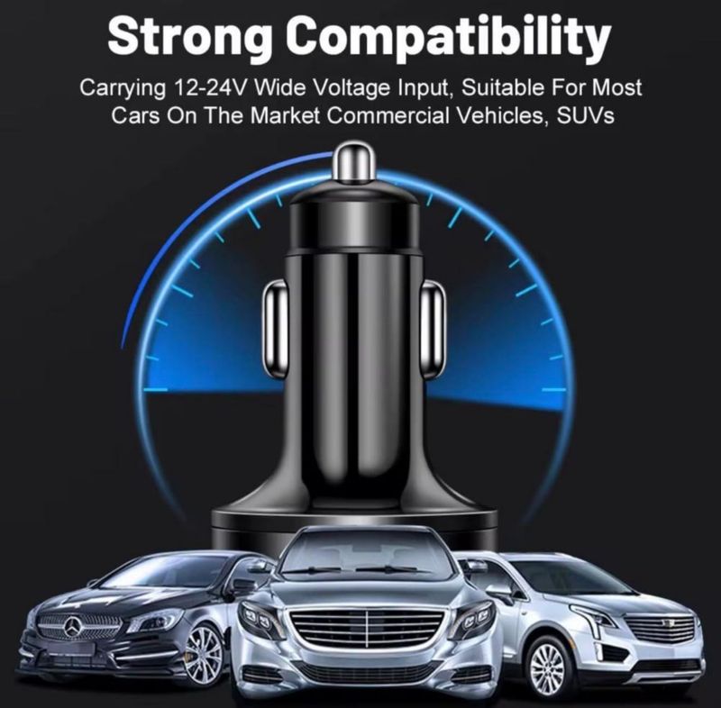 Cargador para auto Alanph de 120 W 6 puertos USB-C voltímetro