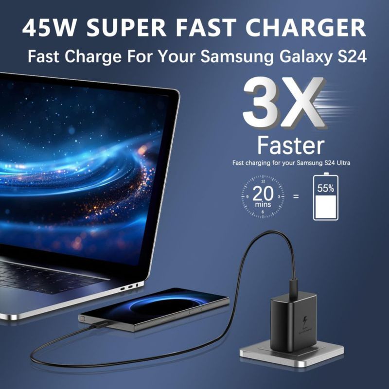 Cargador ElecBrain USB C superrápido de 45 W para Samsung Galaxy
