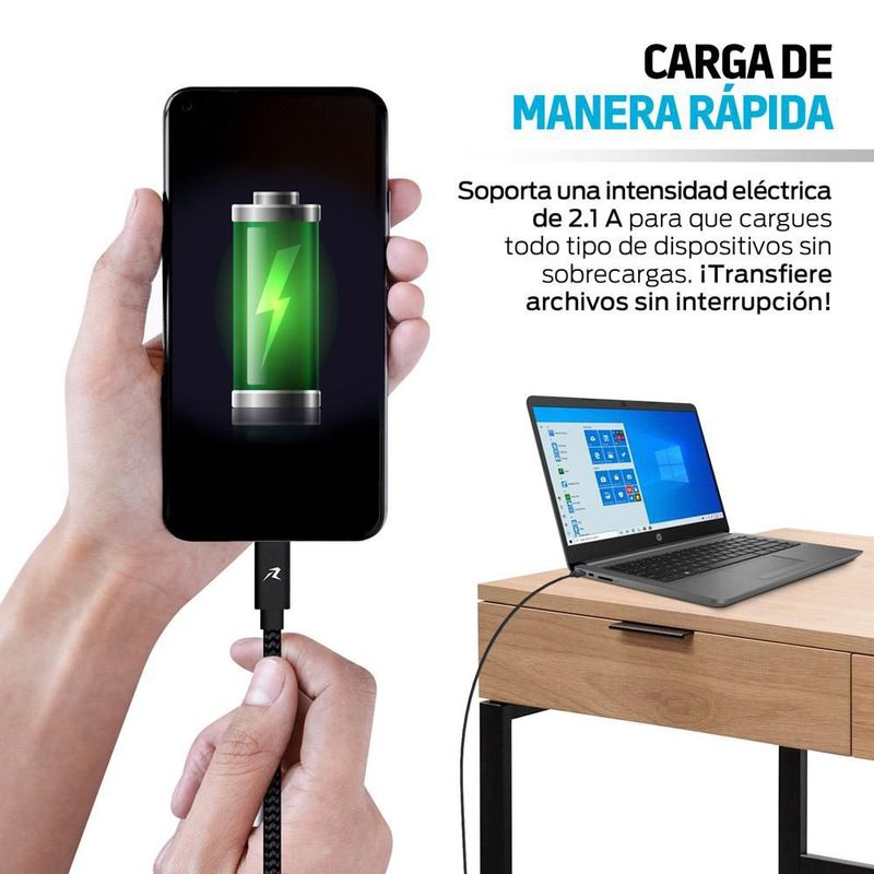 Cable USB C Extra Largo de Nylon Ultra Resistente 3 Metros