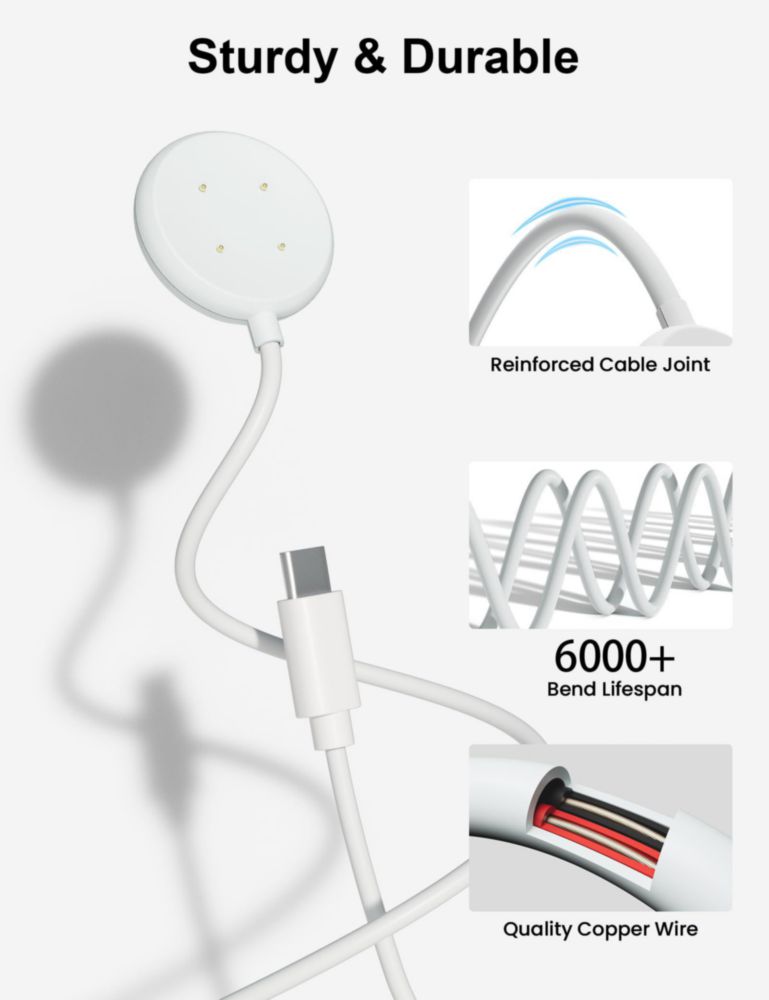 Cargador inalámbrico Bicmice para Google Pixel Watch 2 USB-C 1 m