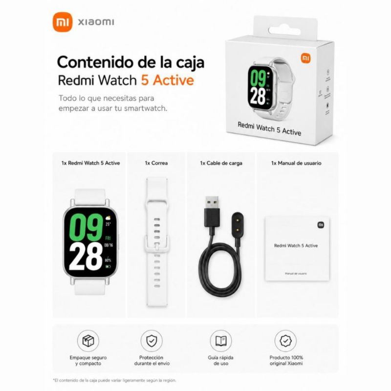 SMARTWATCH REDMI WATCH 5 ACTIVE + AUDIFONOS G-TIDE H21 PLATA + BOCINA SANAG M15 BEIGE
