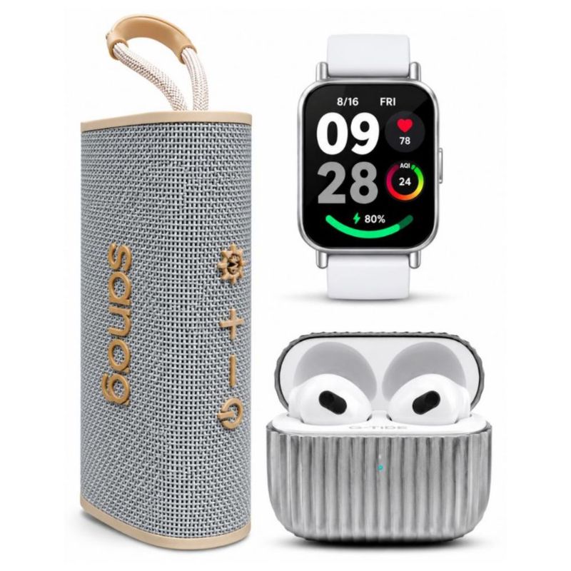 SMARTWATCH REDMI WATCH 5 ACTIVE + AUDIFONOS G-TIDE H21 PLATA + BOCINA SANAG M15 BEIGE