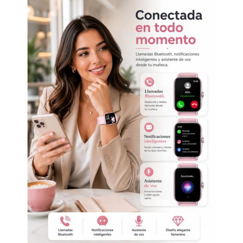Audífonos G-Tide L42 con Smartwatch FUTUREM FM13 Rosa