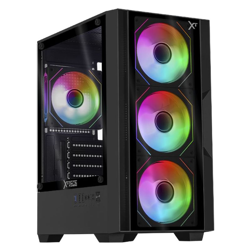 Gabinete xtreme pc dragonfly pro mini torre 4 fan argb negro
