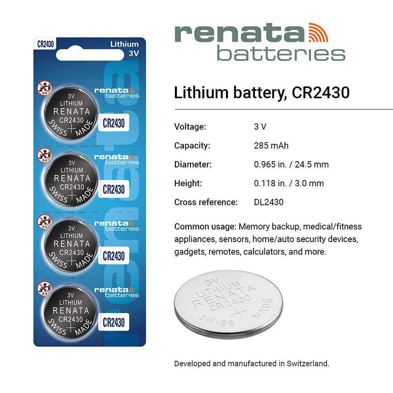 Batería de Litio Renata CR2430 3V Paquete de 5