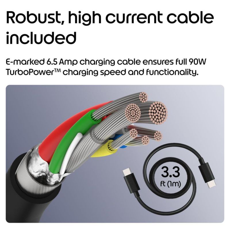 Cargador Motorola TurboPower 90W GaN con Cable USB-C