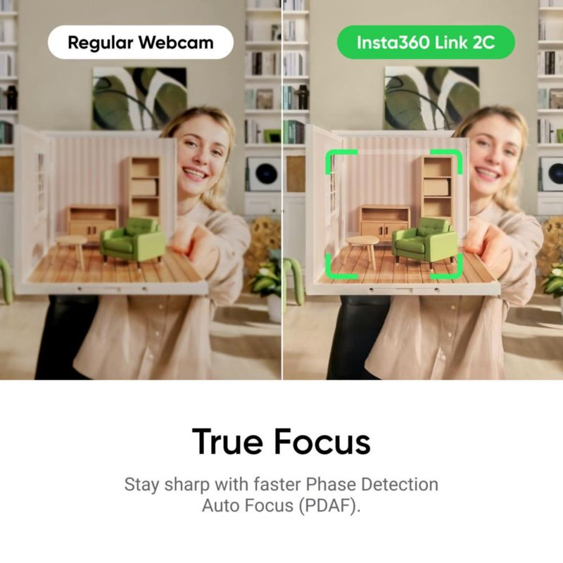 Webcam Insta360 Link 2C 4K HDR con Micrófono AI con Cancelación de Ruido