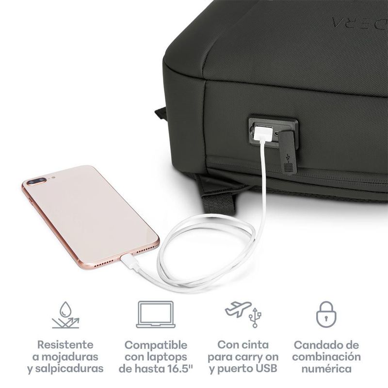 Mochila para Laptop 16.5” Antirrobo Impermeable para Viaje