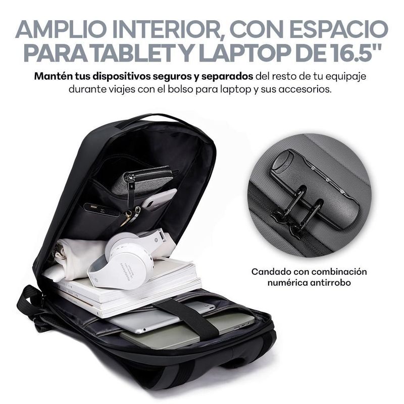Mochila para Laptop 16.5” Antirrobo Impermeable para Viaje